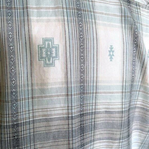 Pendleton Womens Shirt Sz Small Blue White Plaid Button Down Top Southwestern - Picture 8 of 9